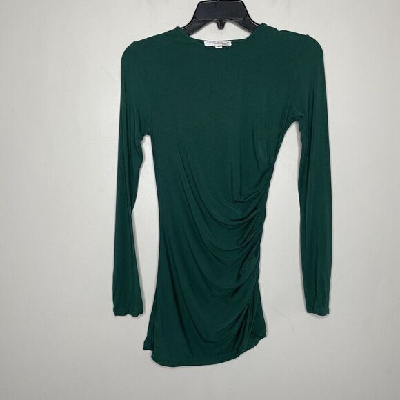 MARINA MOSCONE Collective Top Womens XS Green Ruched Long Sleeve Pull On - Picture 3 of 12